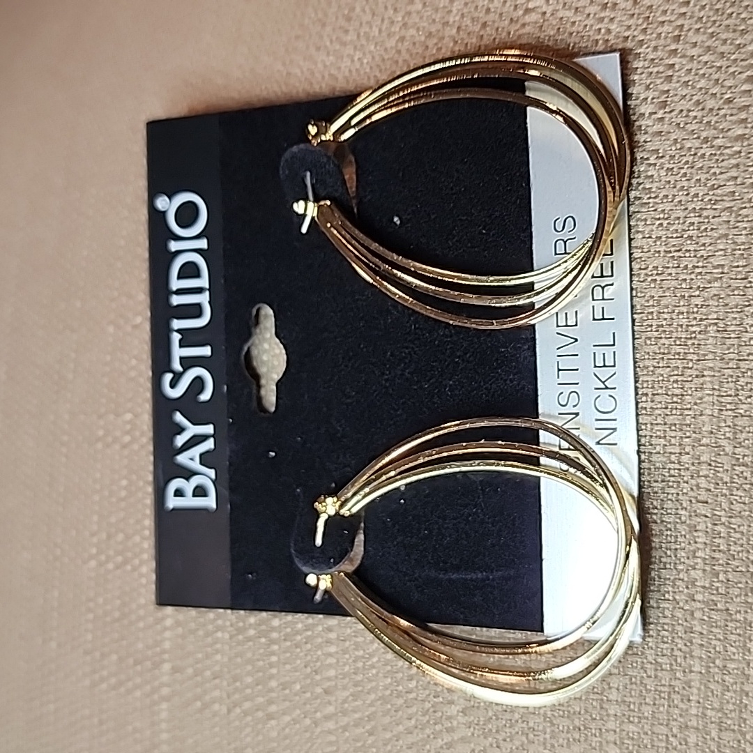 New Bay Studio Gold-Tone Tear Drop Hoop Earrings 15$